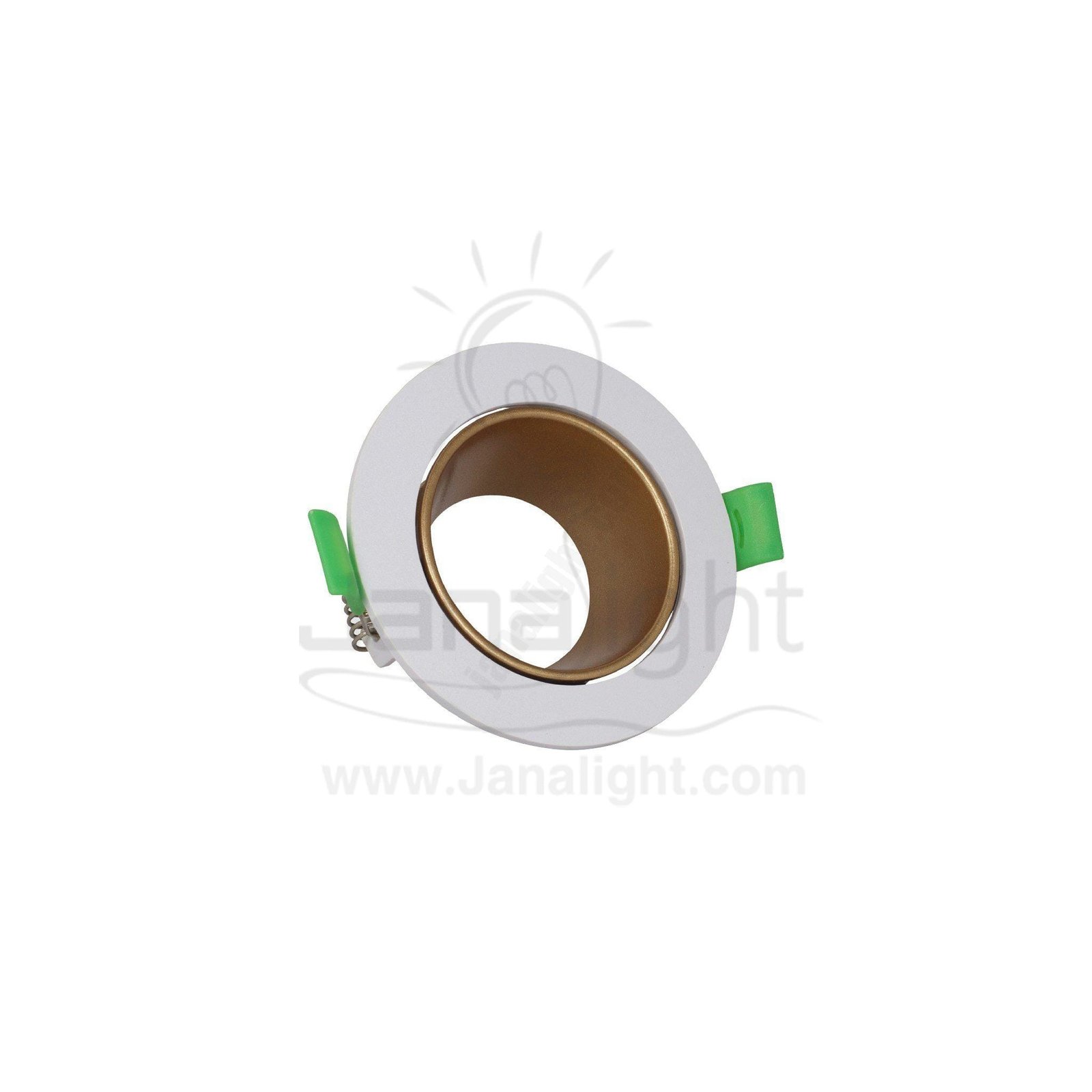 سبوت لايت فارغ متحرك مدور بلاستك ابيض ذهبي مط جنى لايت JN402 SpotLight Frame white gold round
